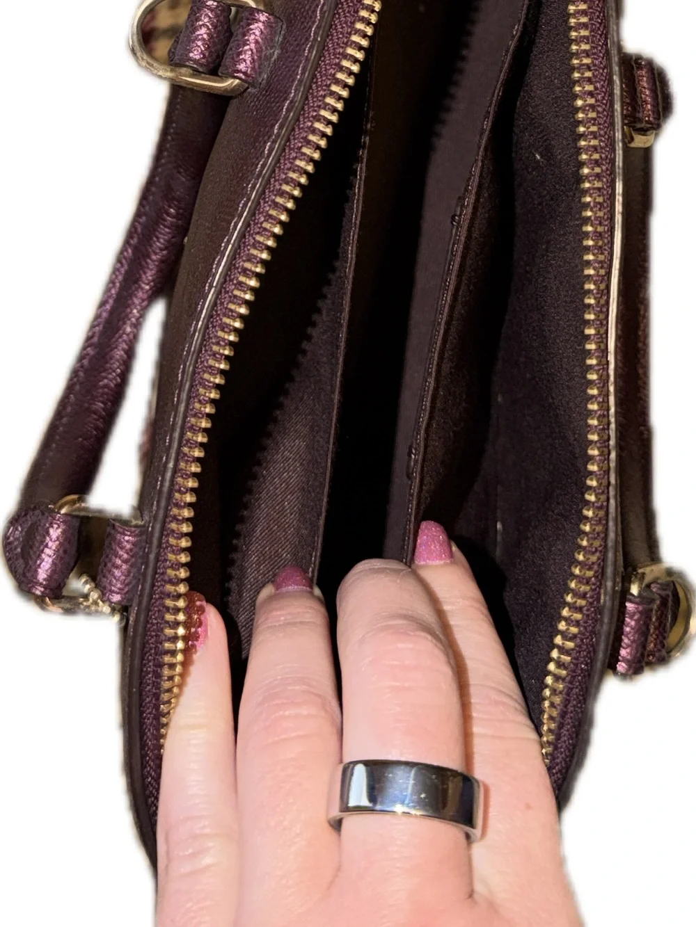Coach Pebbled Dome Satchel in Plum with Gold Hardware